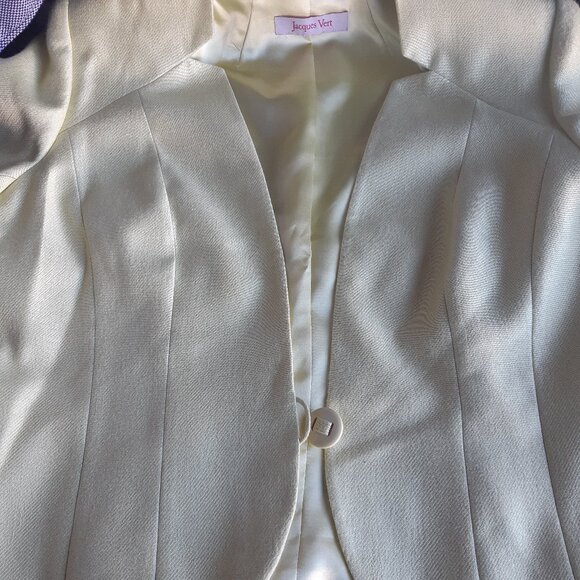 Jacque Vert SZ 16 Shantung Soft Lime Green Jacket 3/4 Sleeves - Picture 8 of 11